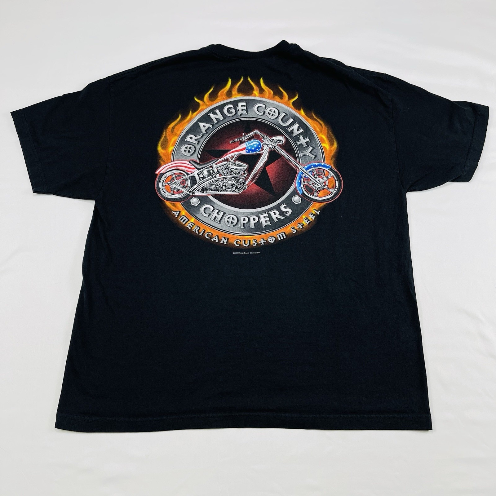 Vintage Y2k Orange County Choppers Biker Flames Shirt Black 2003 Mens Size Xxl